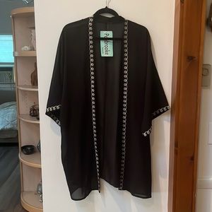 Take Cover by Penbrooke,Black,Sheer,Embroidered,Cover Up,Medium,NWT